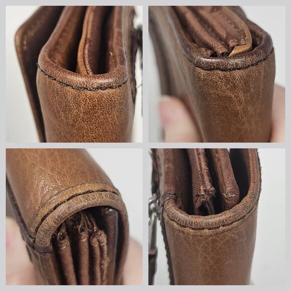 Fossil Vintage Maddox Marlow Leather Flap Clutch Wallet Chestnut Brown Trifold - Picture 13 of 14